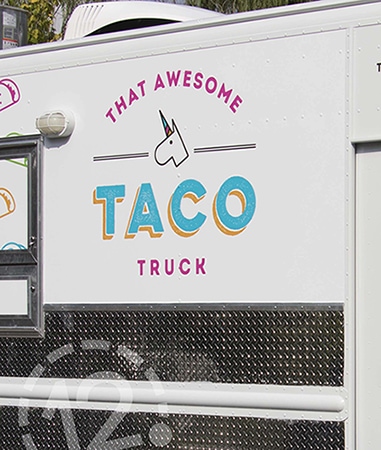 That Awesome Taco Truck advertising wrap installed by 12-Point SignWorks. Franklin, TN