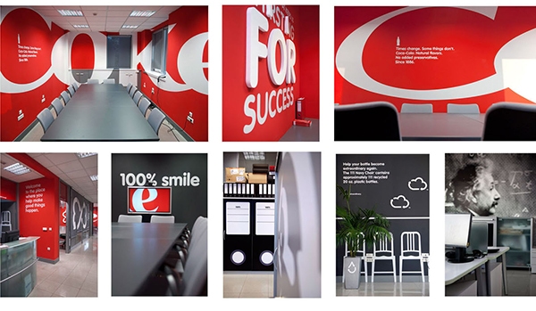 Coca-Cola used their logo, bold colors and fonts to inspire their employees in Belgrade. 12-Point SignWorks - Franklin, TN