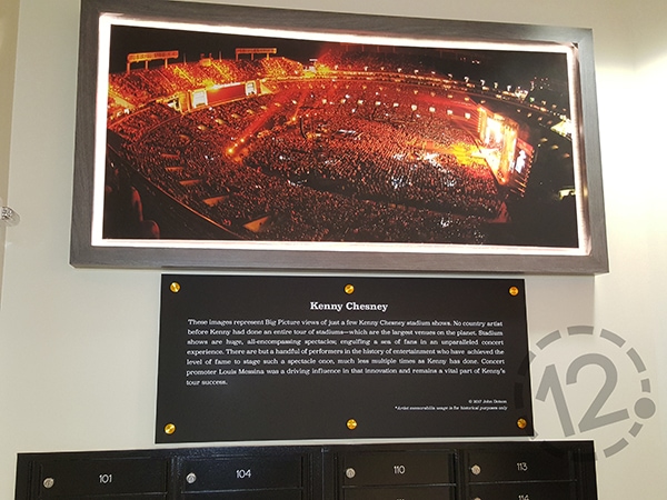 Kenny Chesney's massive audience during a stadium concert is explained in the custom sign below it. 12-Point SignWorks - Franklin, TN