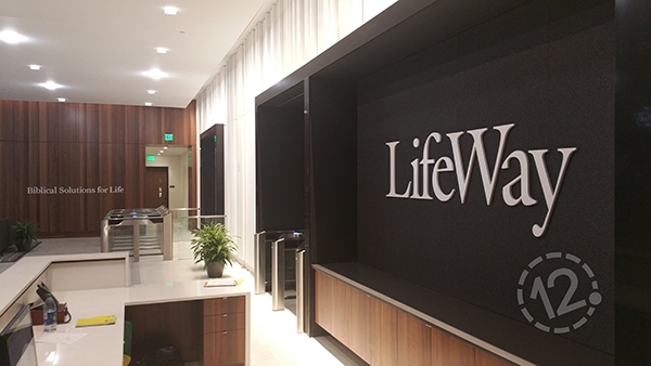 A LifeWay logo sign was also installed on a fabric-covered wall on the conference level. 12-Point SignWorks - Franklin, TN