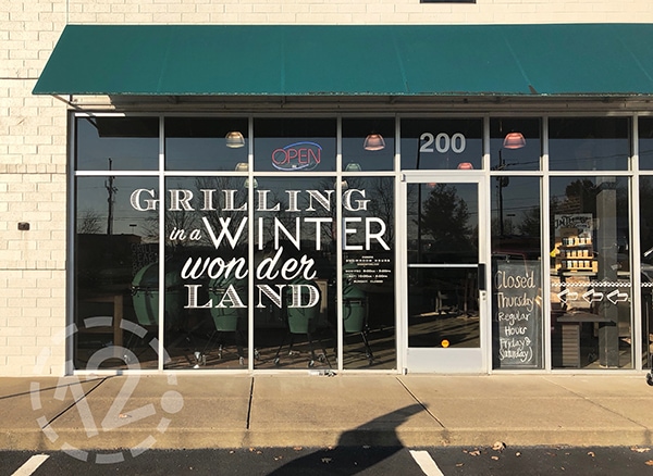 This window display was created using cut vinyl lettering and decals. 12-Point SignWorks - Franklin, TN