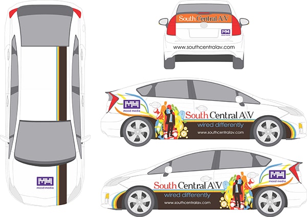 Custom design proof - final version - for a the South Central AV vehicle wrap. 12-Point SignWorks - Franklin TN