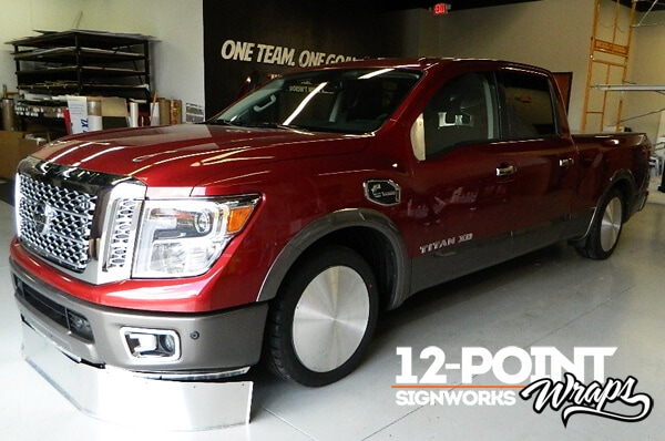 The Nissan TITAN XD as it arrived in our shop. 12-Point SignWorks