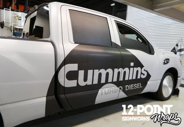 The custom wrap and fabrication of the Nissan TITAN XD for the 2015 SEMA show. 12-Point SignWorks