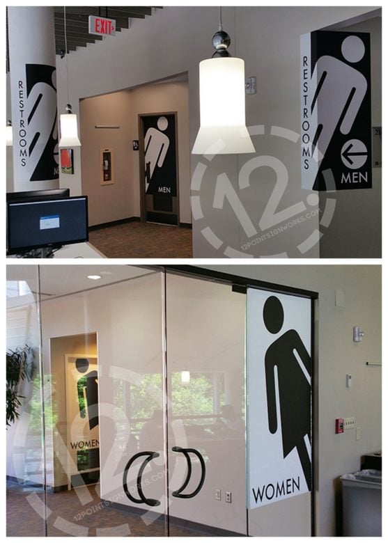 A collage of the restroom signage. 12-Point SignWorks - Franklin TN