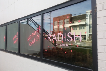 Window Graphic Install for Radish Kitchen/ Design By Madeline Westfall