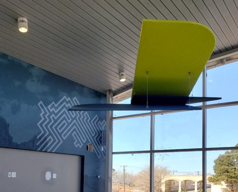 Hanging Abstract Logo Structure for U.S. Eagle Federal Credit Union in NM. / 12-Point SignWorks & NewGround