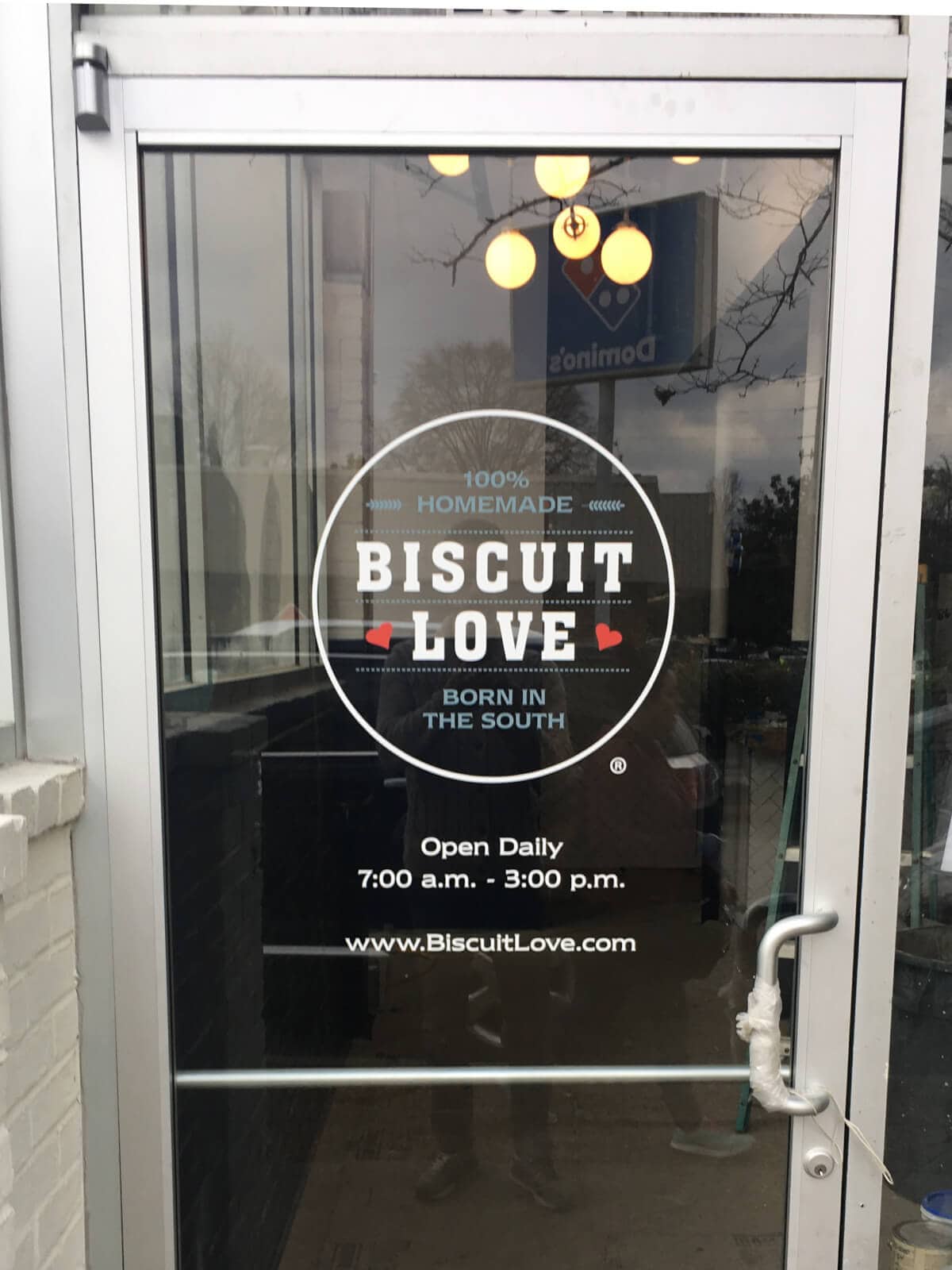 Custom window graphics for Biscuit Love. 12-Point SignWorks - Franklin, TN