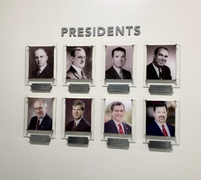 Architectural Display of current to former presidents of Bryan College installed by 12-Point SignWorks
