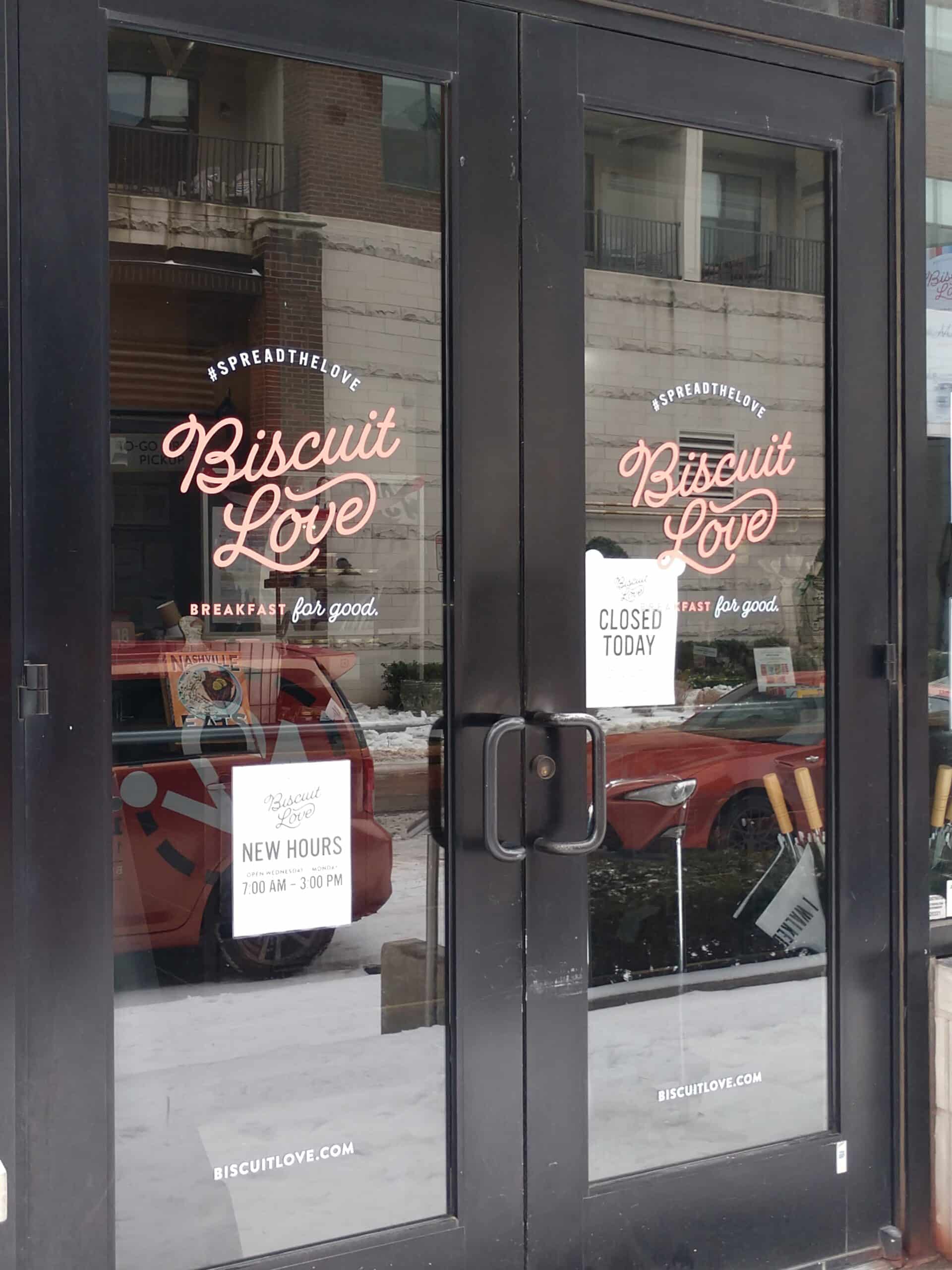 Branded Storefront Window Graphics for Biscuit Love - The Gulch/ 12-Point SIgnWorks
