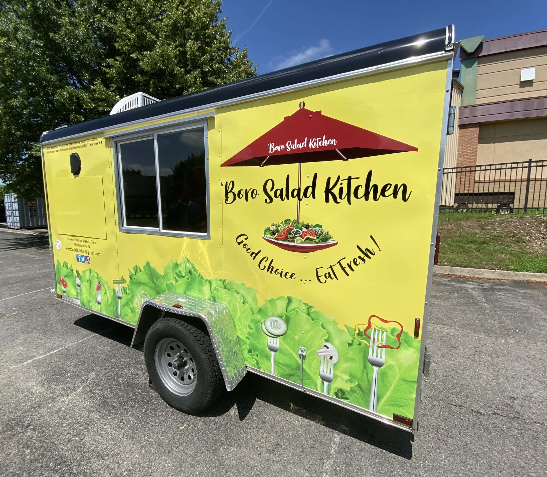 New Food Truck Wrap for Boro Salad Kitchen in Murfreesboro, TN Installed by 12-Point SignWorks