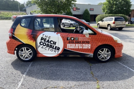 Vehicle Wrap for The Peach Cobbler Factory installed ad designed by 12-Point SignWorks