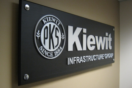 Dimensional Lettering & Panel/ Logo Sign for Kiewit Infrastructure Group/ 12-Point SignWorks