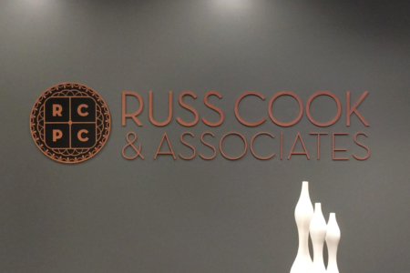 Custom Copper Logo Sign for Russ Cook & Associates/ 12-Point SignWorks/ Franklin