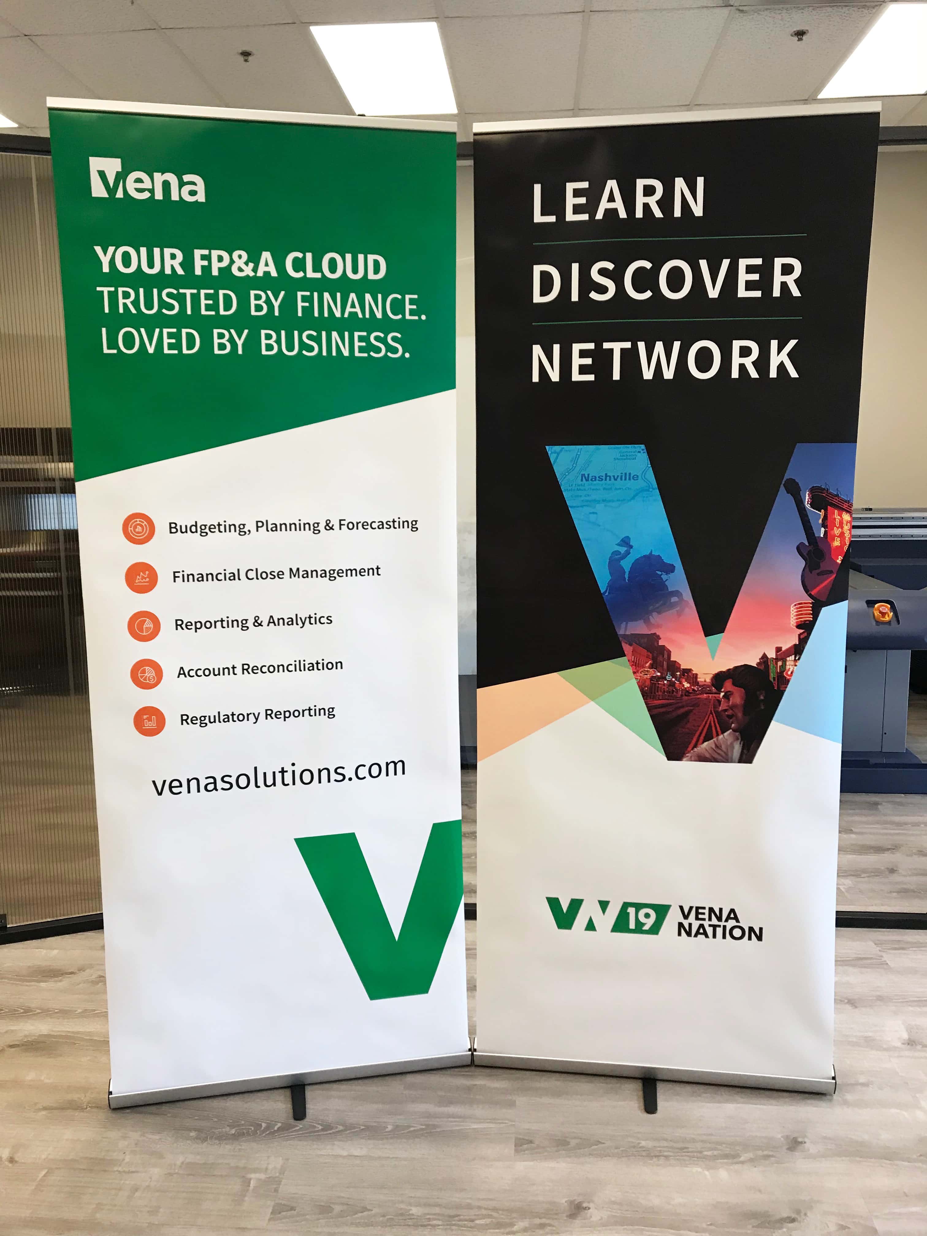 Retractable Banners for Vena Solutions by 12-Point SignWorks in Franklin, TN.