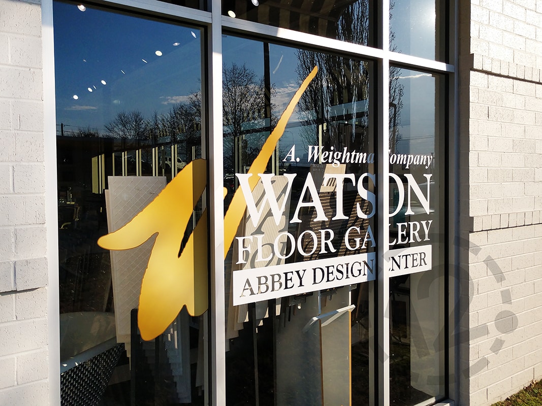 Custom Window Graphics for Watson Floor Gallery in Brentwood, TN by 12-Point SignWorks.