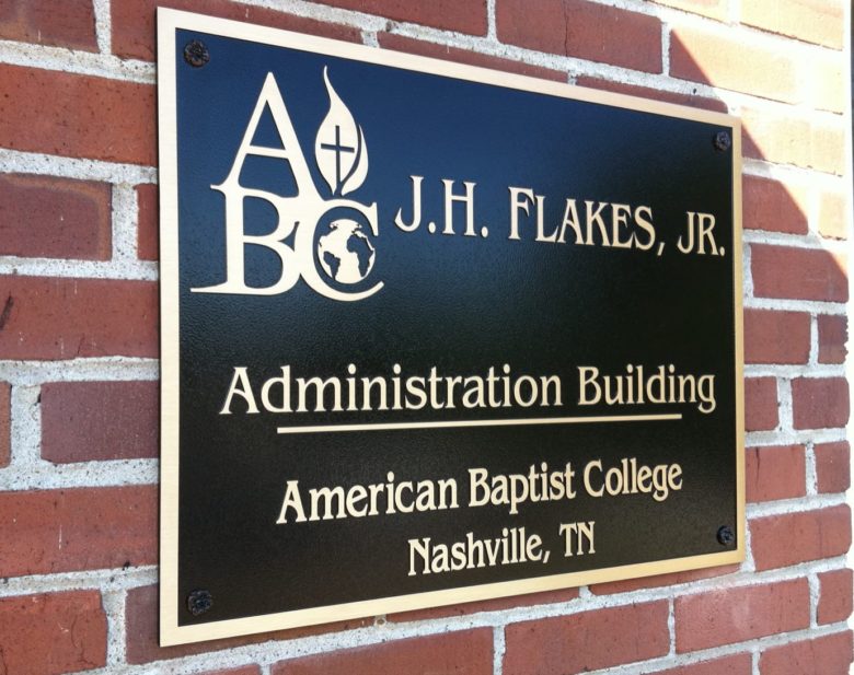 Custom plaque for American Baptist College in Nashville TN. 12-Point SignWorks - Franklin TN