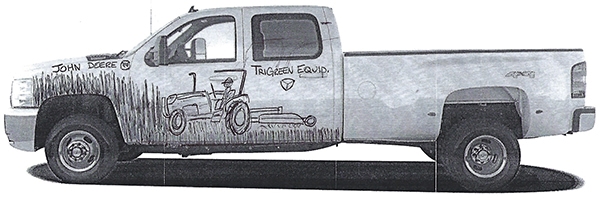 Sketch of possible truck wrap design created by TriGreen Equipment in Franklin. 12-Point SignWorks - Franklin TN