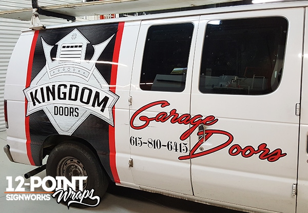 Advertising graphics for the Kingdom Doors service van. 12-Point SignWorks - Franklin, TN
