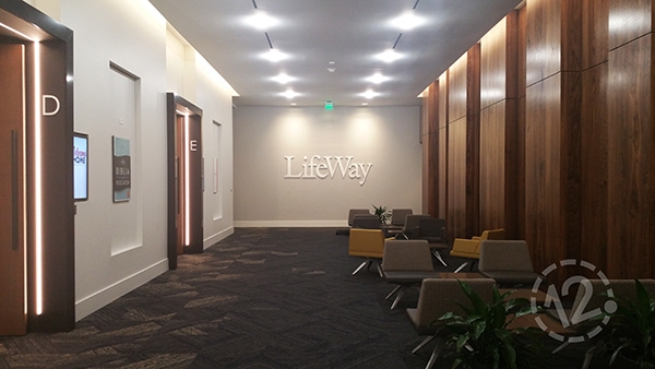 This is the main lobby reception area in the new LifeWay headquarters building. 12-Point SignWorks - Franklin, TN