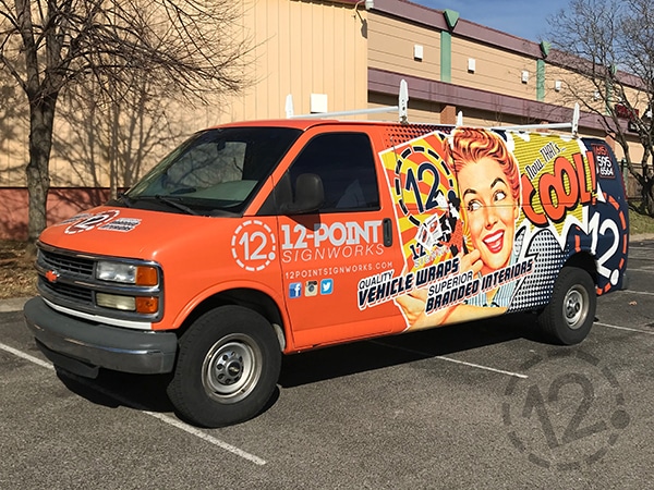 Here's the new advertising wrap for the 12-Point Chevy van. 12-Point SignWorks - Franklin, TN