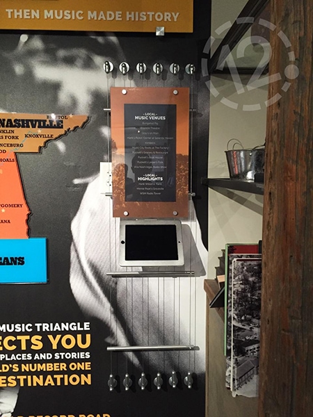 This tensioned display can be found in the Americana Music Triangle's interactive display in the Williamson County Convention & Visitors Bureau. 12-Point SignWorks - Franklin, TN