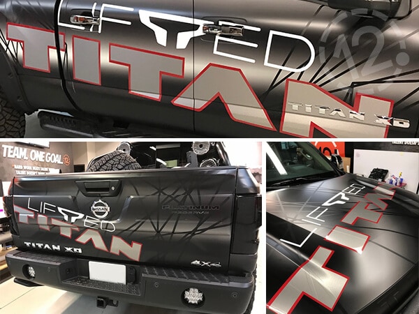 Layered TITAN XD logo on the sides, hood, and tailgate. 12-Point SignWorks - Franklin, TN