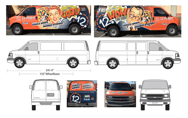 Suggested angles for vehicle wrap photos. 12-Point SignWorks - Franklin, TN