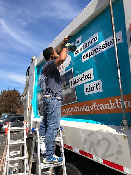 Bless Your Heart! Sanitation Truck Wrap Installation. 12-Point SignWorks - Franklin, TN