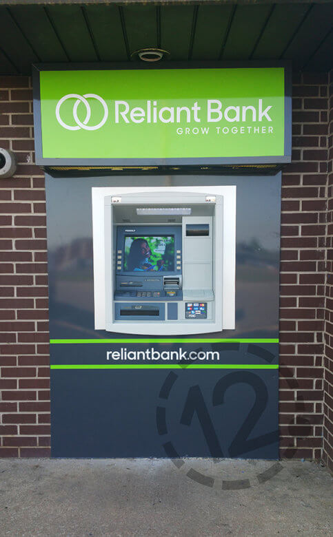 ATM vinyl graphics for Reliant Bank. 12-Point SignWorks - Franklin, TN