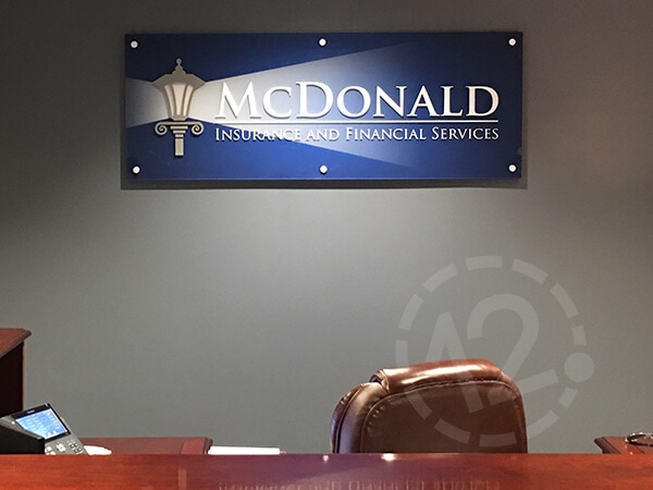 Dimensional logo sign for McDonald Insurance and Financial Services. 12-Point SignWorks - Franklin, TN