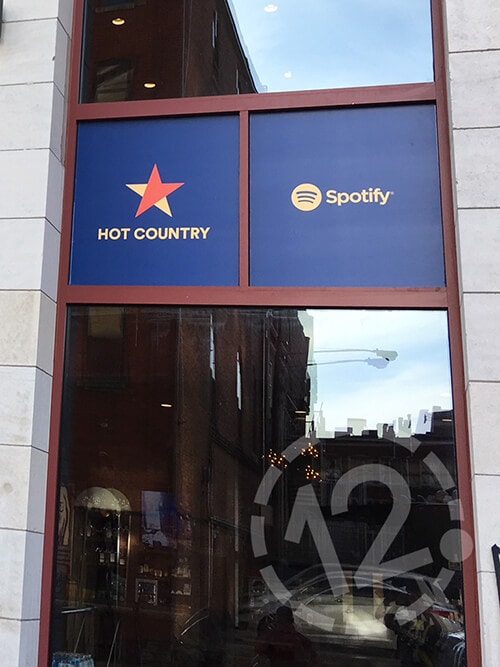 Window graphics for Spotify Hot Country playlist at Ole Red, Nashville. 12-Point SignWorks - Franklin, TN