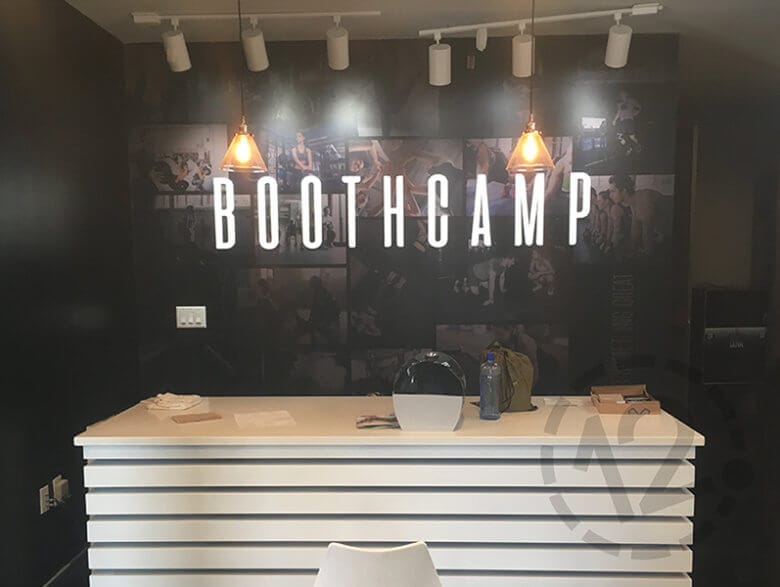 Wall mural with Dimensional Acrylic Letters for Boothcamp in Nashville. 12-Point SignWorks - Franklin, TN