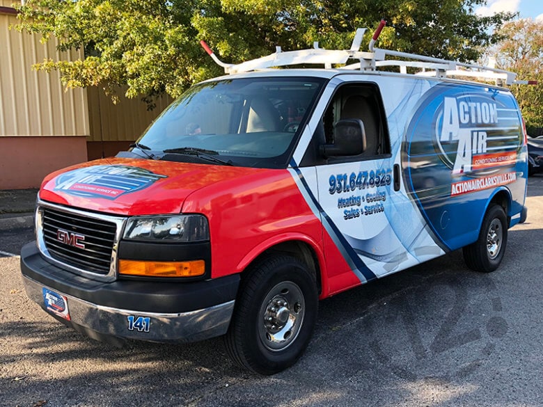 Custom Van Wrap for Action Air Conditioning Services, Inc. in Clarksville, TN. 12-Point SignWorks - Franklin, TN