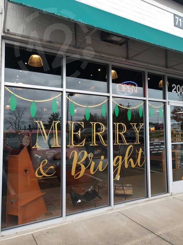 Cut vinyl graphics for Embers Grill & Fireplace Store in Brentwood, TN by 12-Point SignWorks.