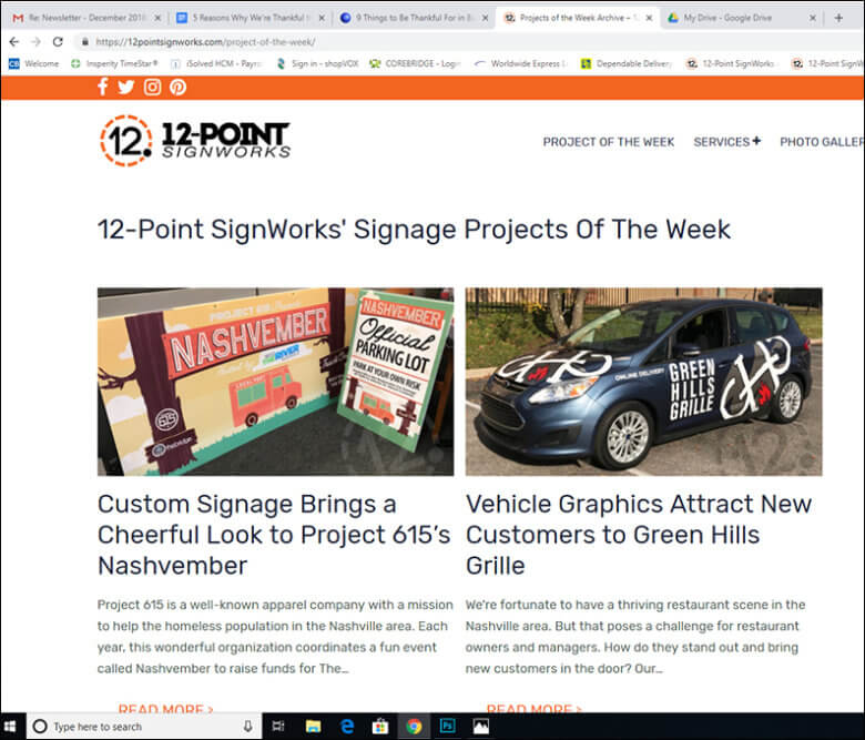 Projects of the Week by 12-Point SignWorks in Franklin, TN.