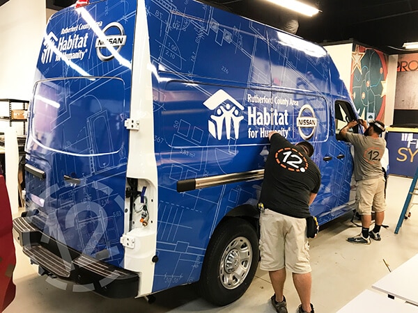 Vehicle wrap for the Rutherford County Area Habitat for Humanity by 12-Point SignWorks in Franklin, TN.