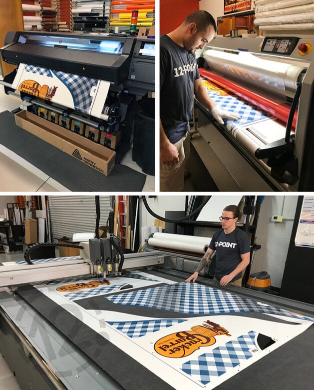 Production of Cracker Barrel Catering Vinyl Wraps by 12-Point SignWorks in Franklin, TN.
