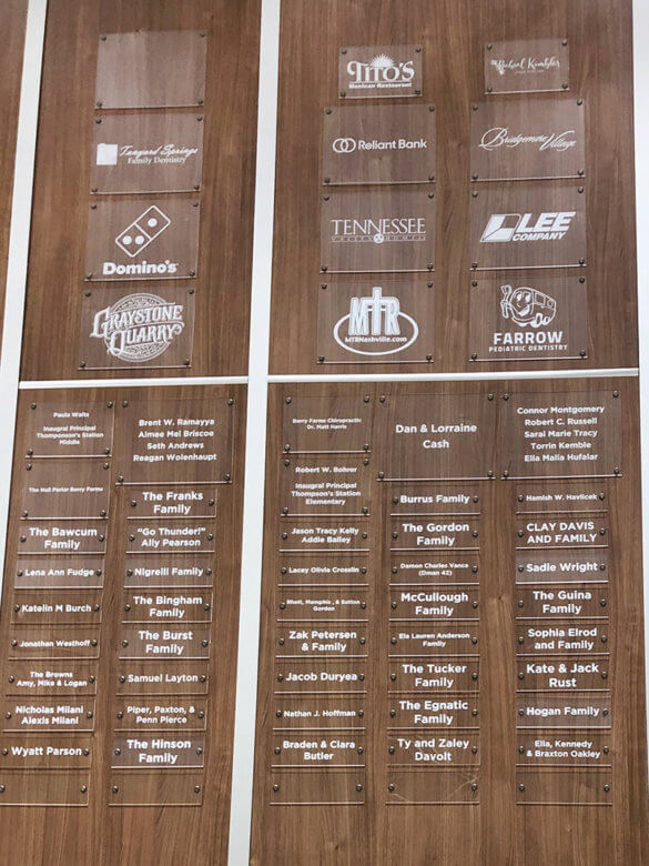 Thompson's Station Middle School's Legacy Wall by 12-Point SignWorks in Franklin, TN.