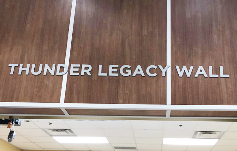 Thunder Legacy Wall lettering by 12-Point SignWorks in Franklin, TN.