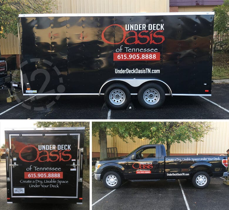 Trailer Graphics for Under Deck Oasis by 12-Point SignWorks in Franklin, TN.