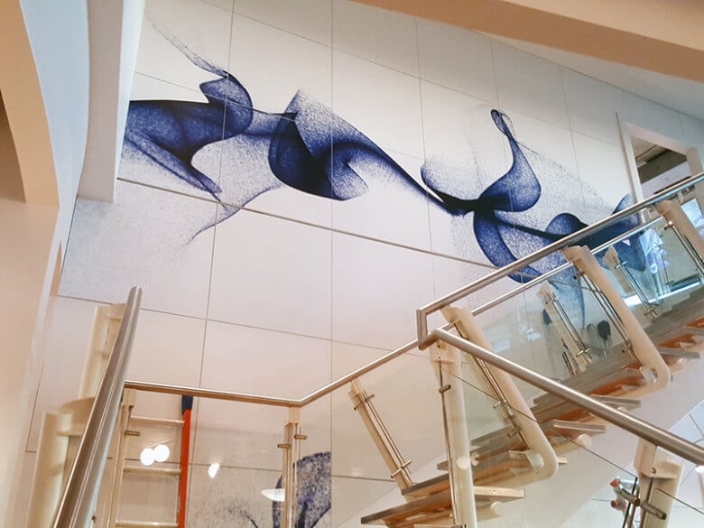 Sound Wave Wall Mural for Warner Music Group Printed & Installed by 12-Point SignWorks.
