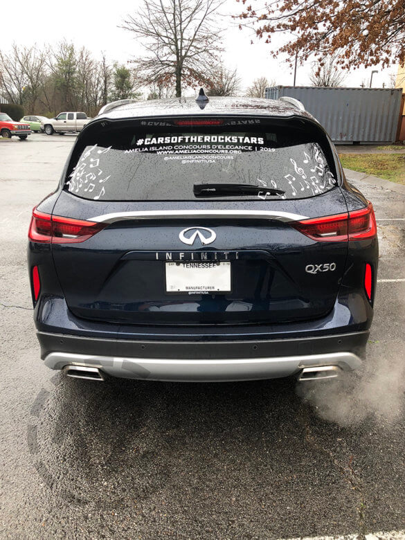 Vehicle graphics for #Carsoftherockstars and INFINITI, designed by George P. Johnson and installed by 12-Point SignWorks.