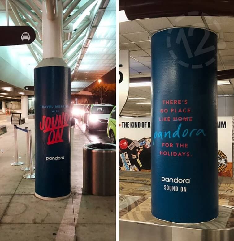 Column Wraps for Clear Channel Airports installed by 12-Point SignWorks at the Nashville International Airport.