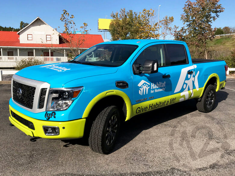 Temporary truck wrap for Habitat for Humanity in Nashville, TN by 12-Point SignWorks.