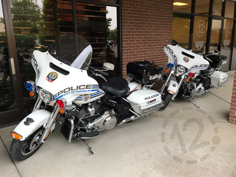 Vehicle graphics for the City of Franklin Police Department by 12-Point SignWorks in Franklin, TN.