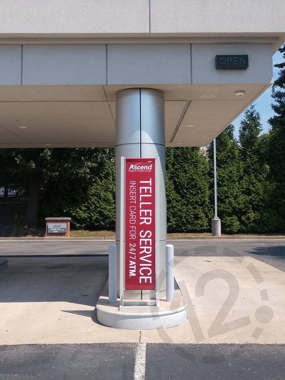 ATM Island Banners for Ascend Federal Credit Union by 12-Point SignWorks in Franklin, TN.
