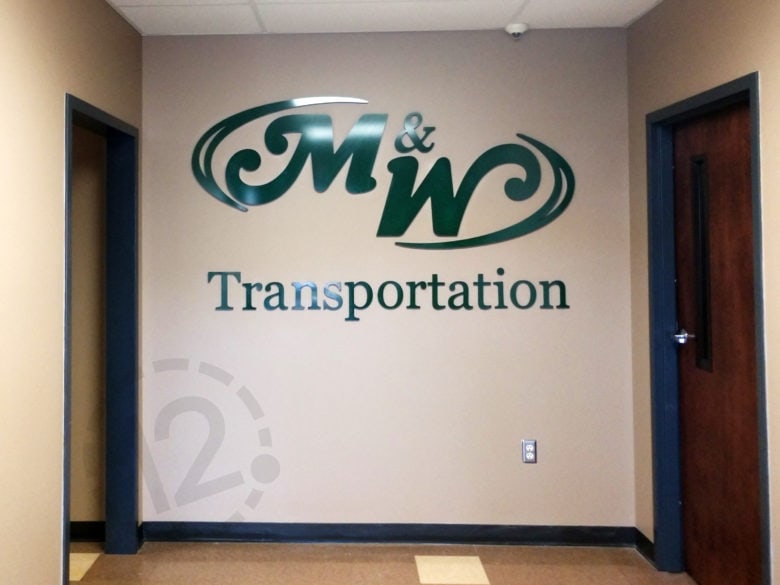 Custom dimensional logo sign for M&W Transportation in Nashville, TN by 12-Point SignWorks.