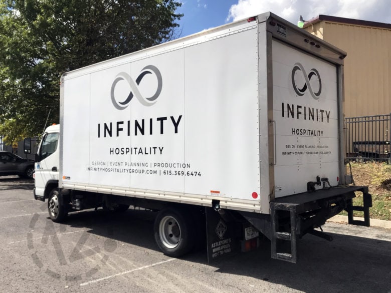 Custom vehicle graphics for Infinity Hospitality Group by 12-Point SignWorks in Franklin, TN.