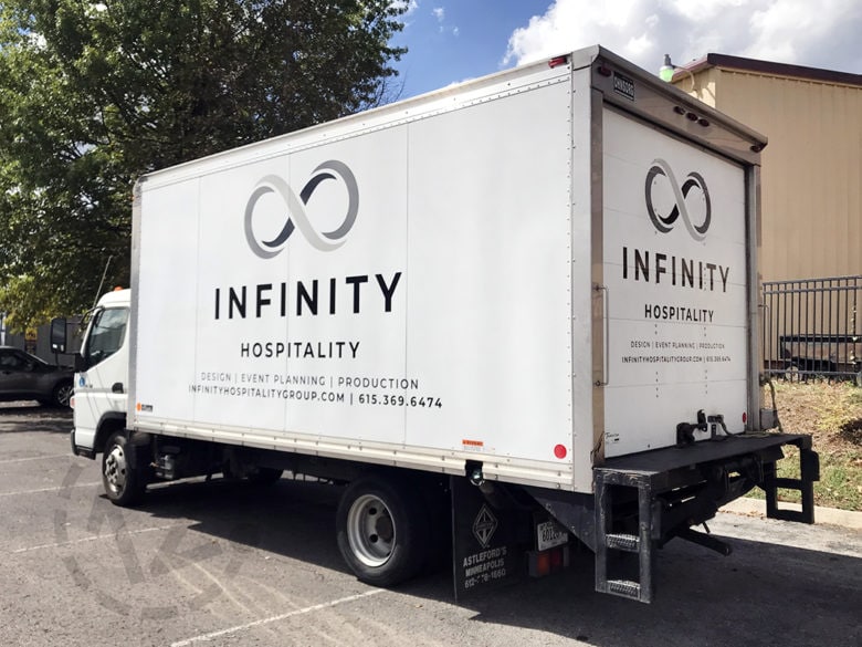 Custom fleet graphics for Infinity Hospitality by 12-Point SignWorks in Franklin, TN.